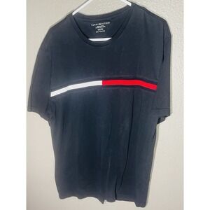 Tommy Hilfiger Blue Raised Lettering Red White Striped XXL Regular Men's Tshirt